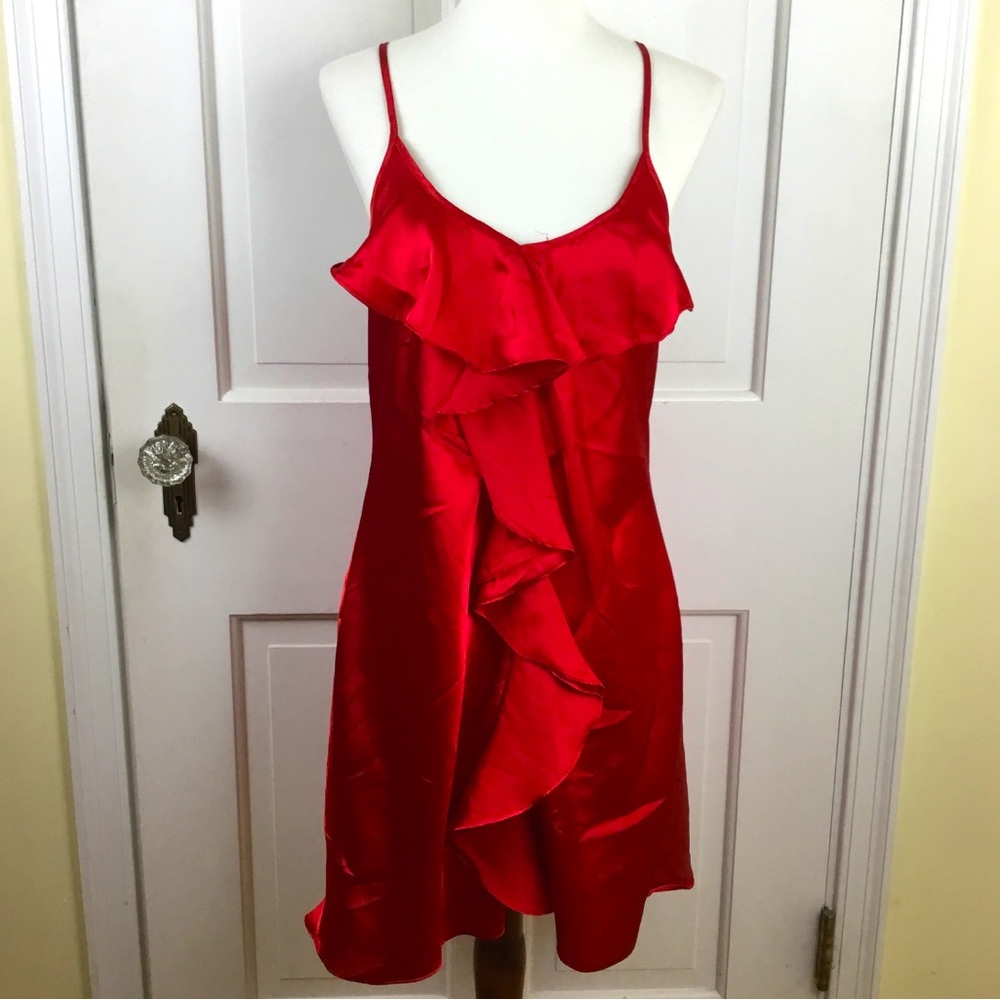 In Bloom Red Satin Teddy Nighty Slip Dress